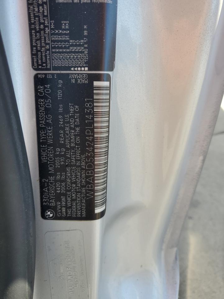 2004 BMW 330 Ci VIN: WBABD53424PL14381 Lot: 84646265