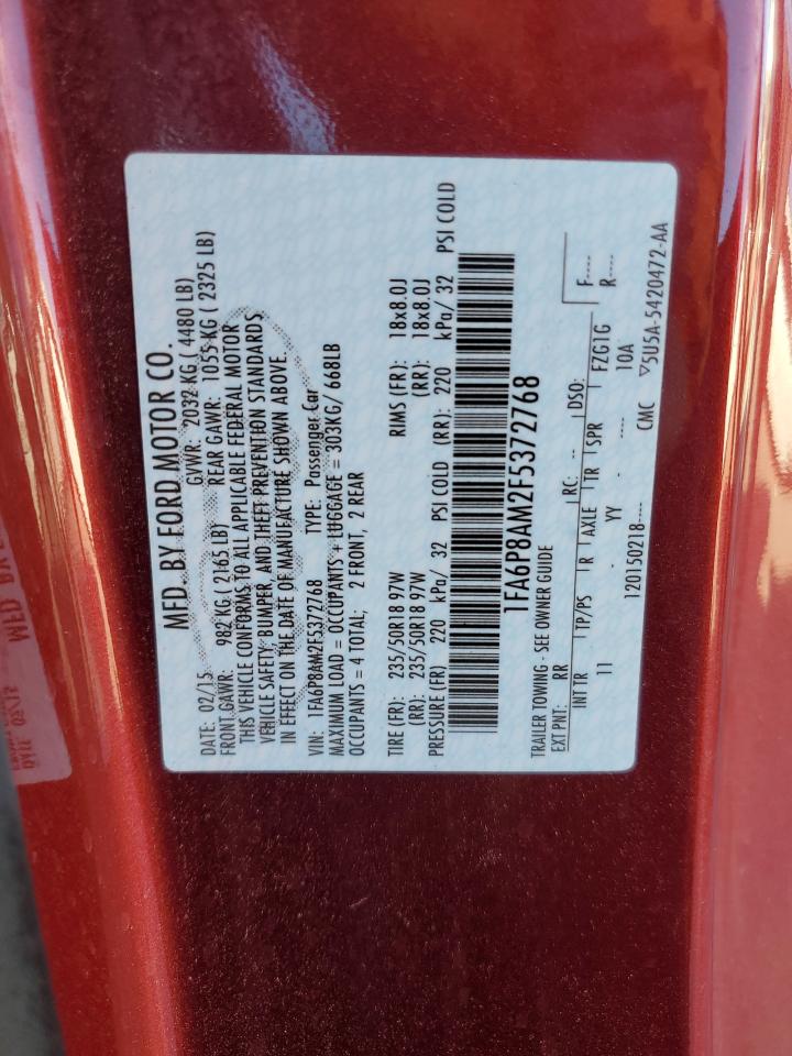 2015 Ford Mustang VIN: 1FA6P8AM2F5372768 Lot: 84442255