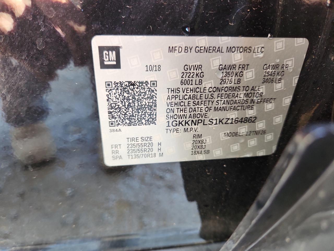 2019 GMC Acadia Denali VIN: 1GKKNPLS1KZ164862 Lot: 90797485