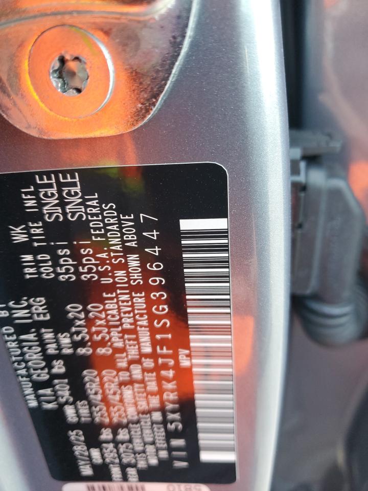 2025 Kia Sorento Sx VIN: 5XYRK4JF1SG396447 Lot: 85498865