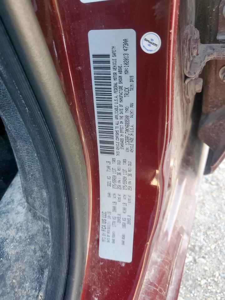 2019 Ram 1500 Laramie VIN: 1C6SRFJT0KN689500 Lot: 85413295