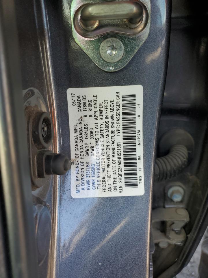 2017 Honda Civic Lx VIN: 2HGFC2F50HH551361 Lot: 84401175