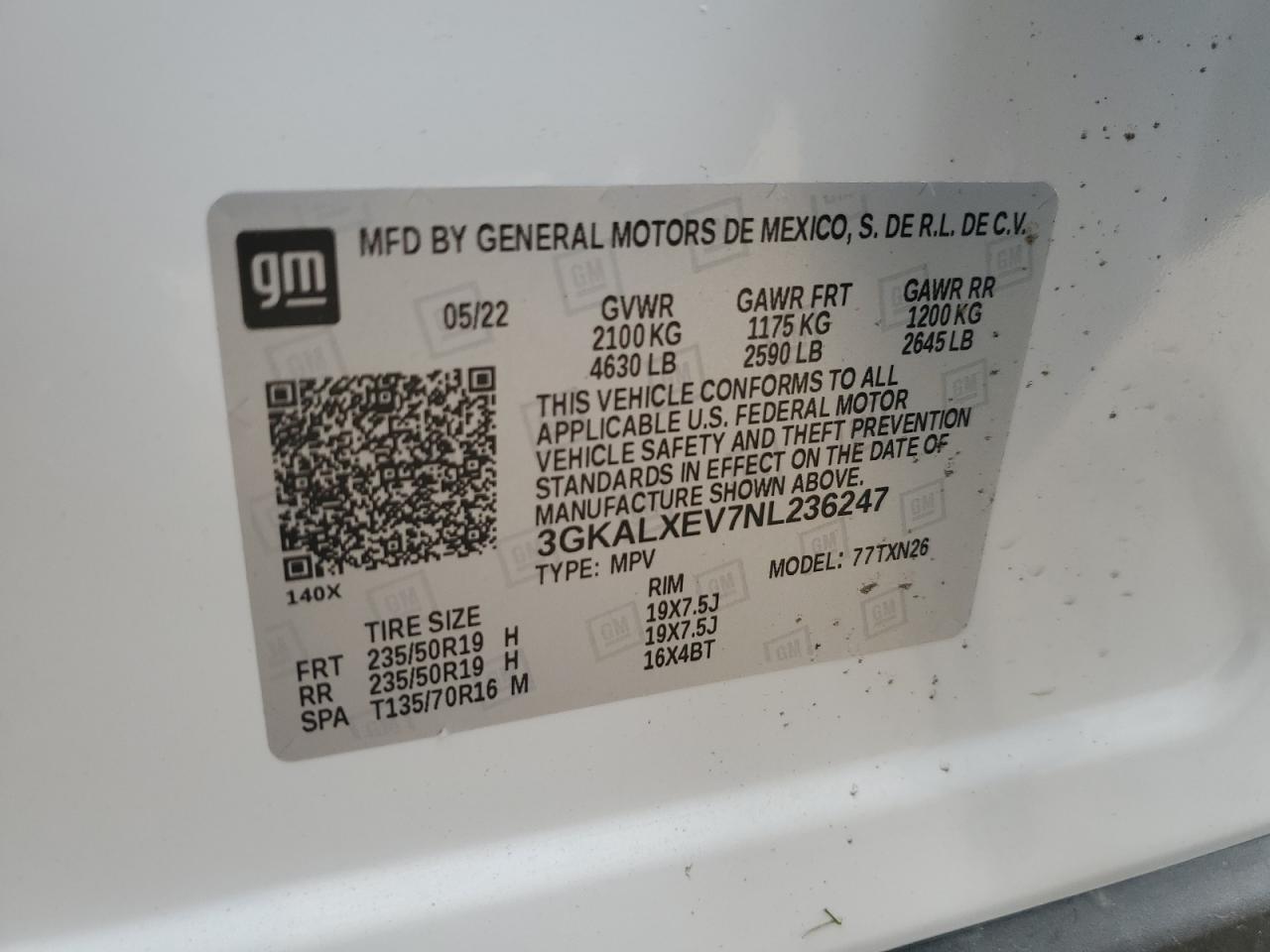 2022 GMC Terrain Denali VIN: 3GKALXEV7NL236247 Lot: 86059665