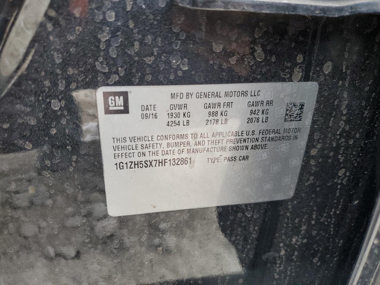 2017 Chevrolet Malibu Premier VIN: 1G1ZH5SX7HF132861 Lot: 86163755