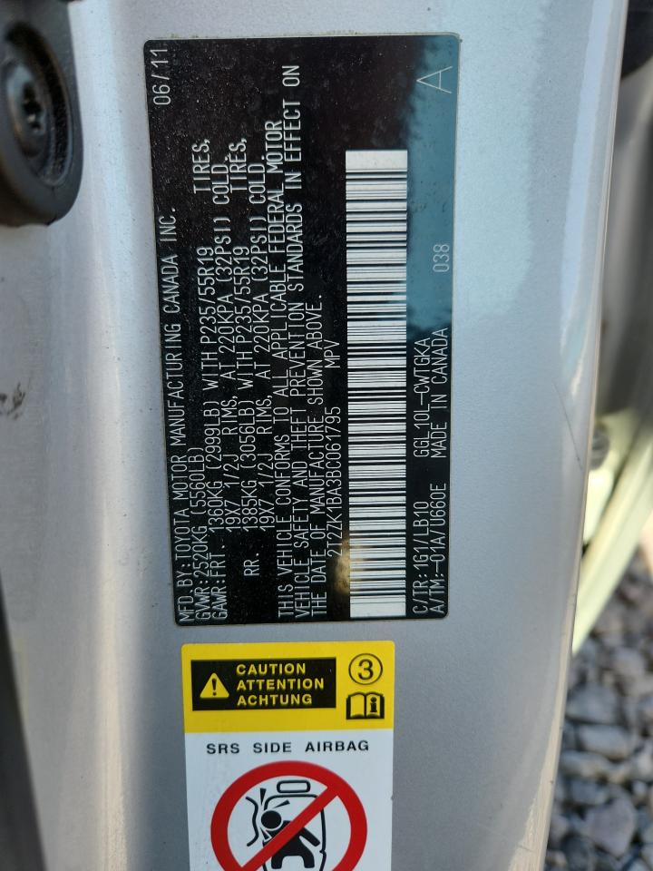 2011 Lexus Rx 350 VIN: 2T2ZK1BA3BC061795 Lot: 90867175