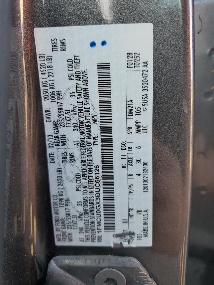 2013 Ford Escape Se VIN: 1FMCU0GX3DUC66126 Lot: 84591655