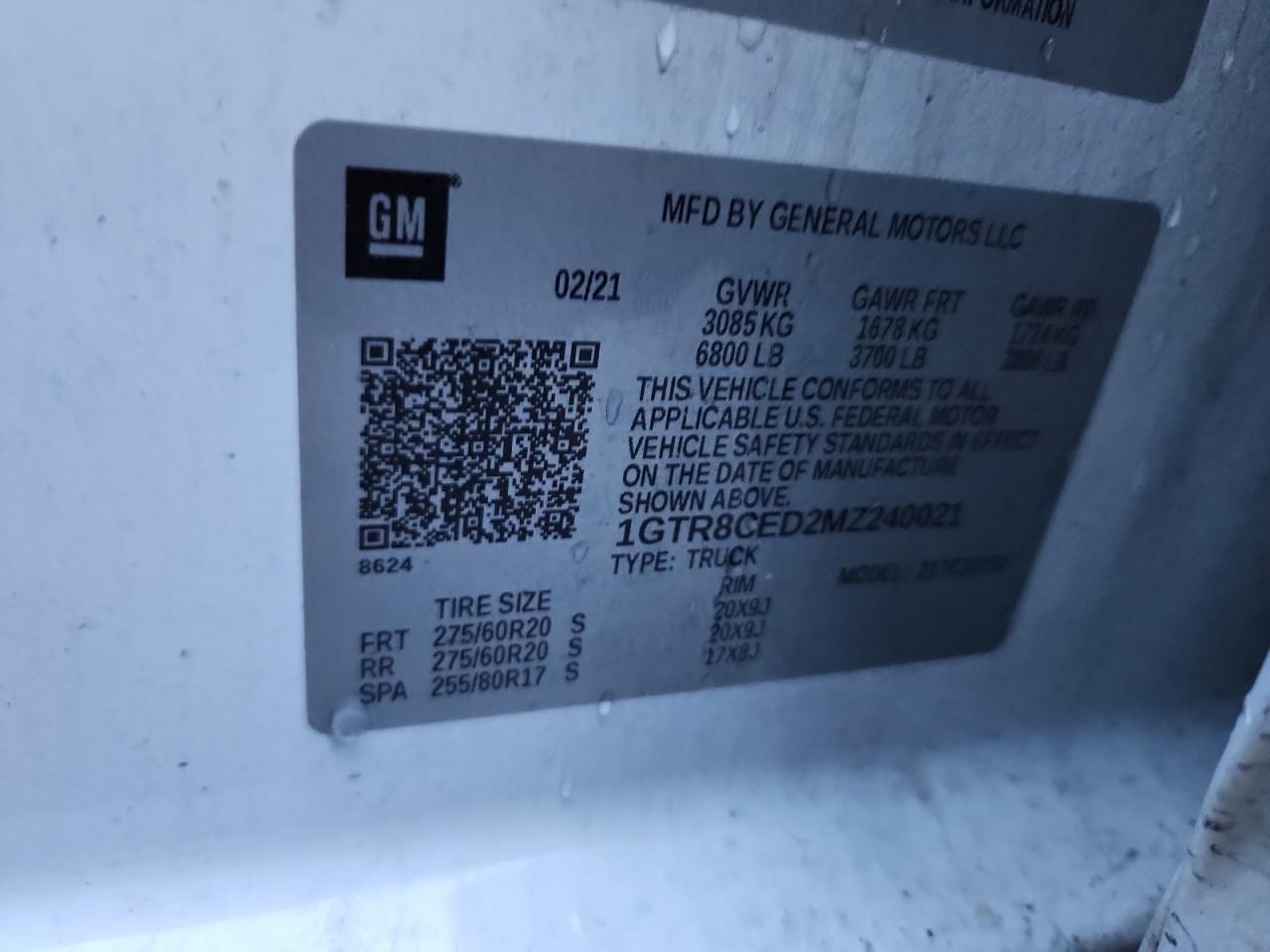 2021 GMC Sierra C1500 Elevation VIN: 1GTR8CED2MZ240021 Lot: 89814195