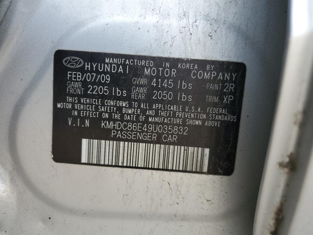 2009 Hyundai Elantra Touring VIN: KMHDC86E49U035832 Lot: 82375285