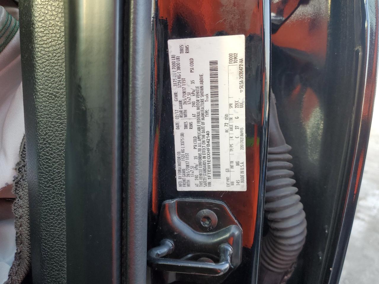 2017 Ford F150 Supercrew VIN: 1FTEW1EGXHFB42140 Lot: 90646305