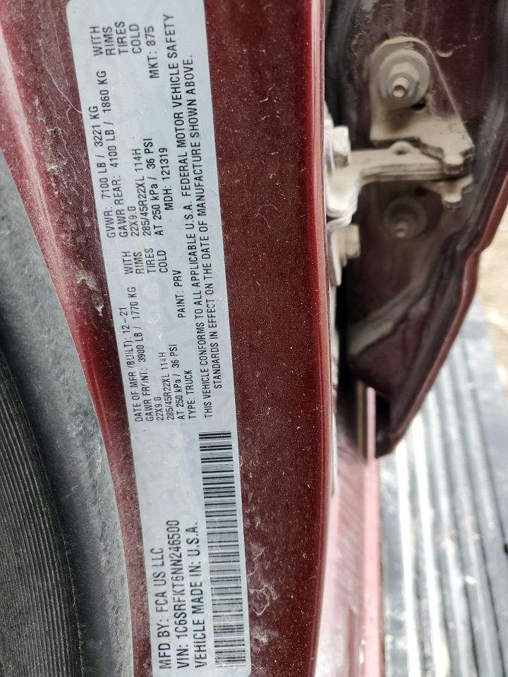 2022 Ram 1500 Longhorn VIN: 1C6SRFKT6NN246500 Lot: 86833865