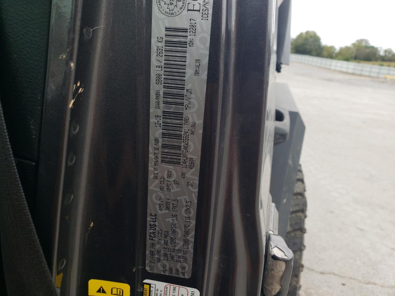 2019 Jeep Wrangler Unlimited Rubicon VIN: 1C4HJXFG4KW555241 Lot: 85547085