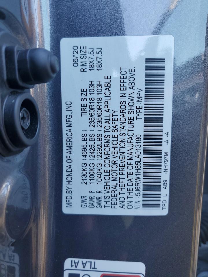 2020 Honda Cr-V Exl VIN: 5J6RW1H85LA013180 Lot: 82705965