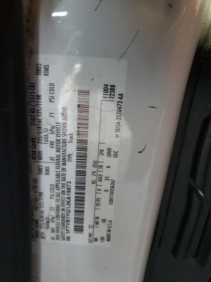 2018 Ford Transit T-250 VIN: 1FTYR1YG1JKA19873 Lot: 86172205