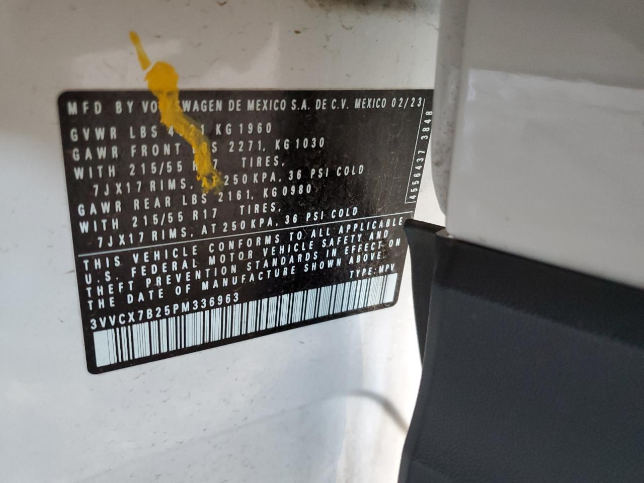 2023 Volkswagen Taos S VIN: 3VVCX7B25PM336963 Lot: 82196535