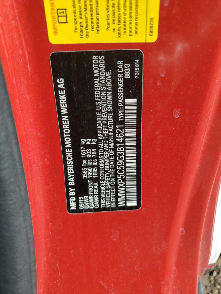 2016 Mini Cooper VIN: WMWXP5C59G3B14621 Lot: 85591835