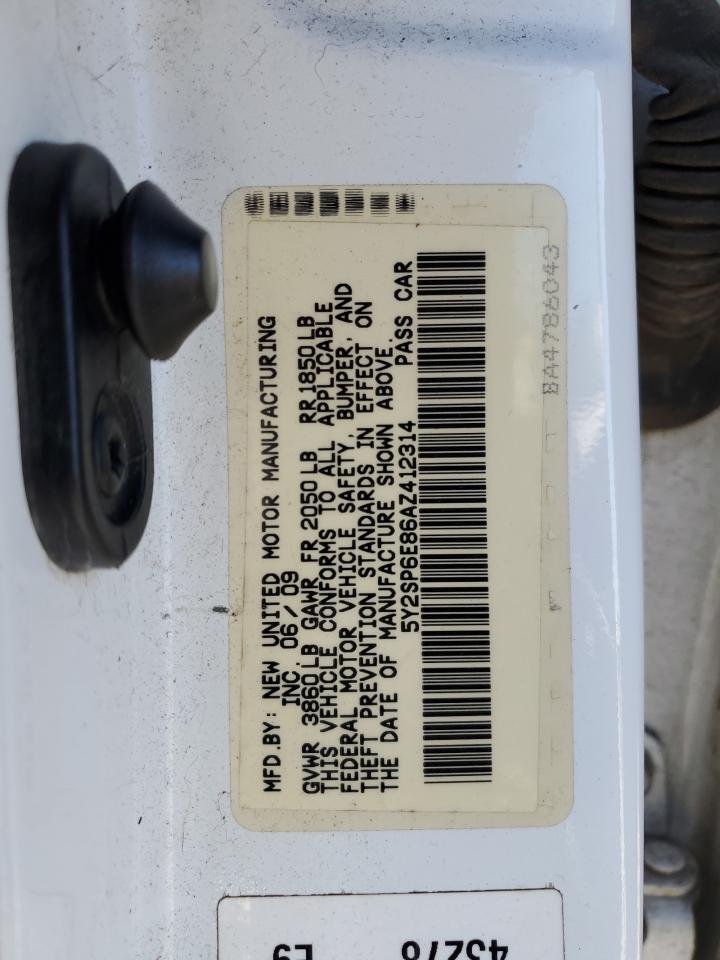 2010 Pontiac Vibe VIN: 5Y2SP6E86AZ412314 Lot: 85120405