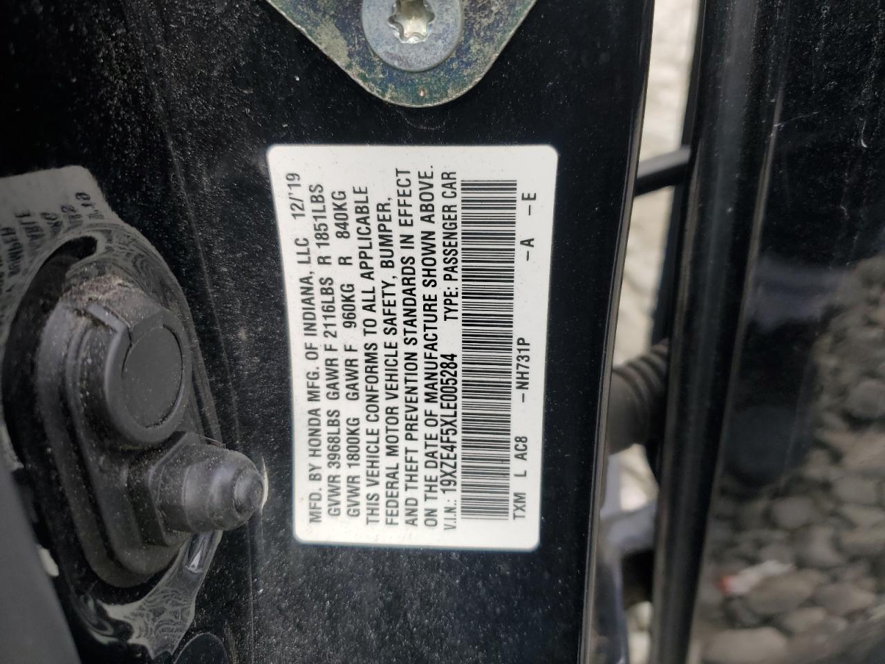 2020 Honda Insight Ex VIN: 19XZE4F5XLE005284 Lot: 84920575