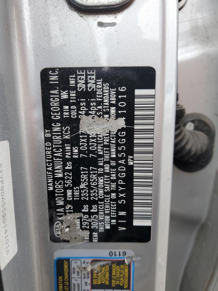 2016 Kia Sorento Lx VIN: 5XYPGDA55GG141016 Lot: 82411585