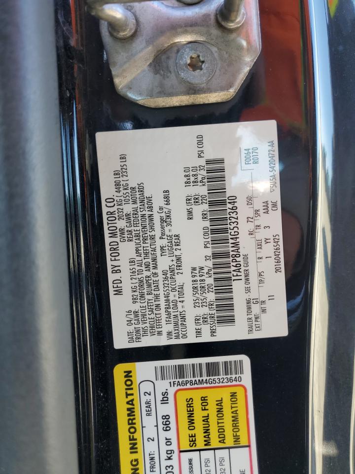 2016 Ford Mustang VIN: 1FA6P8AM4G5323640 Lot: 82383575