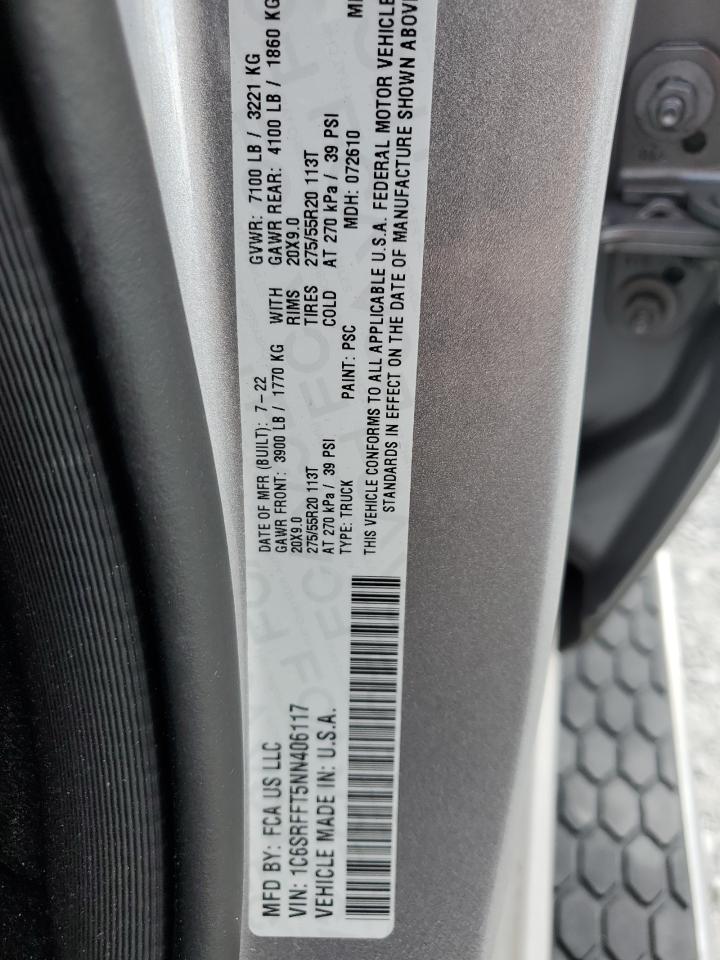 2022 Ram 1500 Big Horn/Lone Star VIN: 1C6SRFFT5NN406117 Lot: 87129955