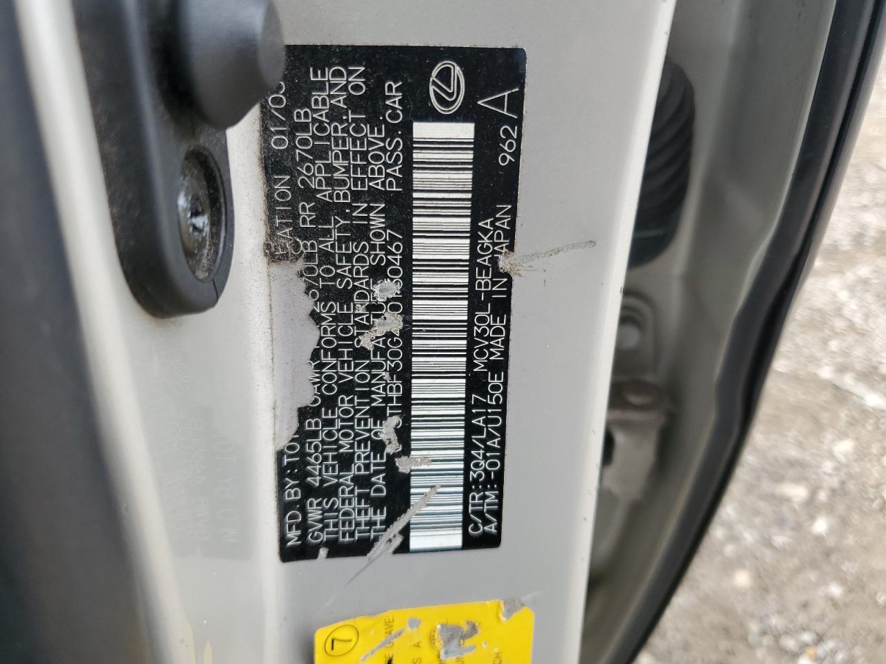 2003 Lexus Es 300 VIN: JTHBF30G430130467 Lot: 86455445