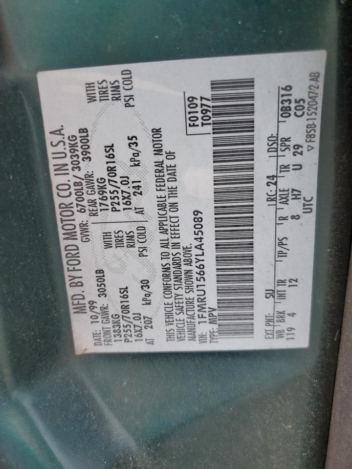 2000 Ford Expedition Xlt VIN: 1FMRU1566YLA45089 Lot: 85275585