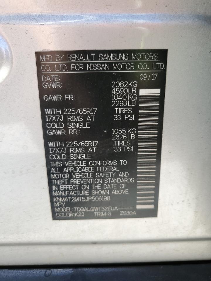 2018 Nissan Rogue S VIN: KNMAT2MT5JP506198 Lot: 86332915