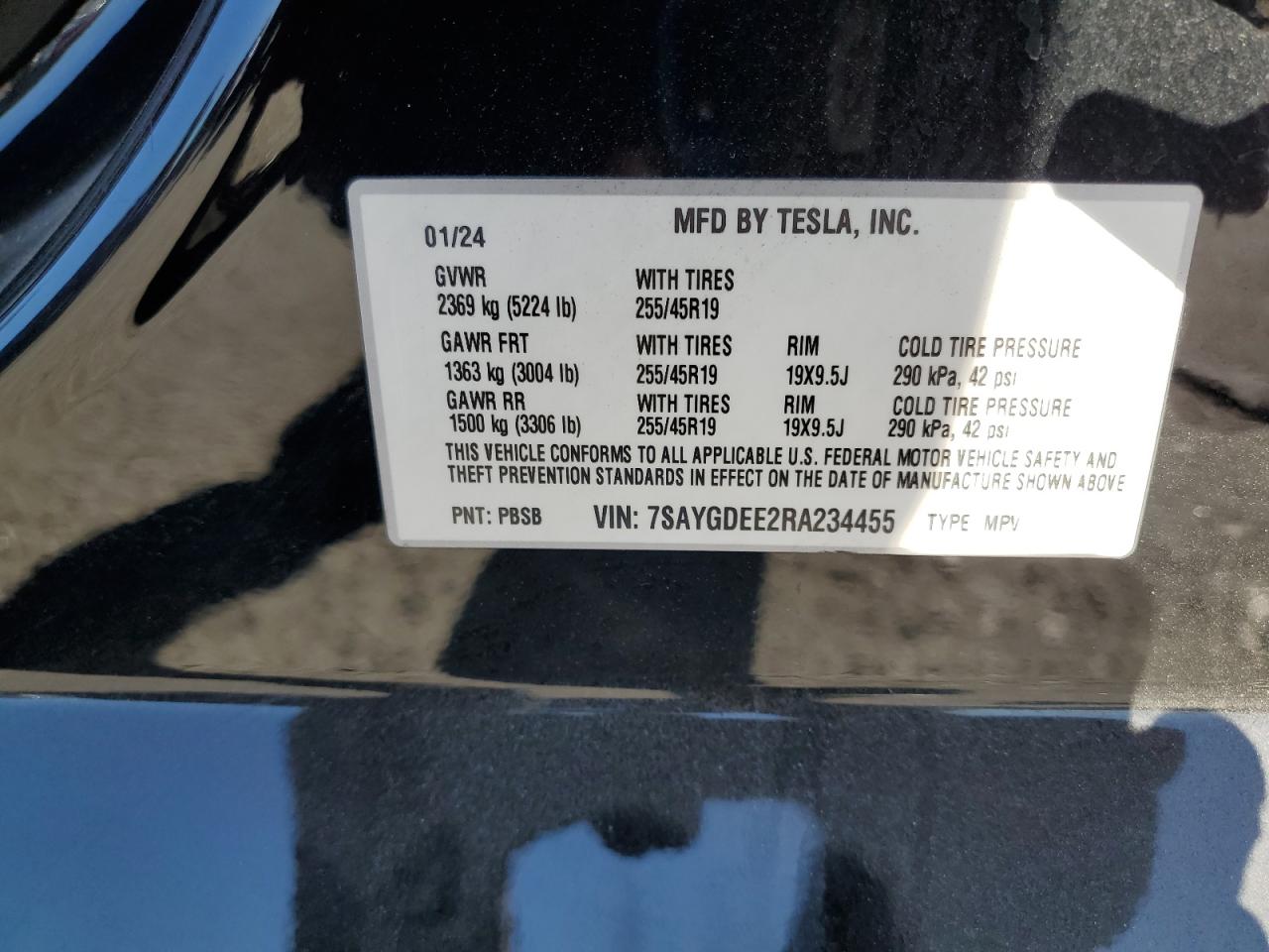 2024 Tesla Model Y VIN: 7SAYGDEE2RA234455 Lot: 90511515