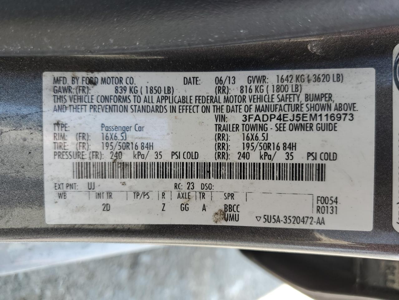 2014 Ford Fiesta Se VIN: 3FADP4EJ5EM116973 Lot: 84971195