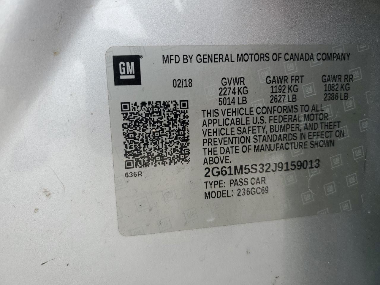 2018 Cadillac Xts Luxury VIN: 2G61M5S32J9159013 Lot: 90309785