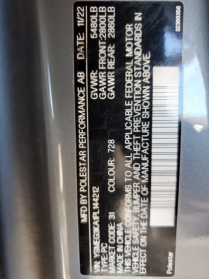 2023 Polestar 2 VIN: YSMEG3KA1PL144212 Lot: 84484155