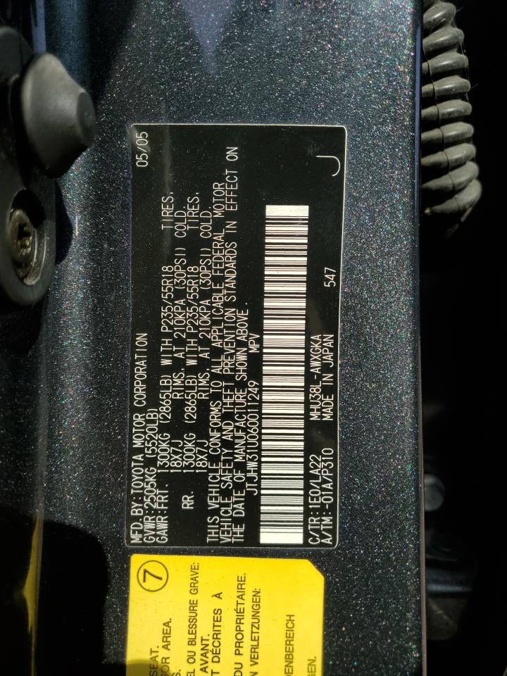 2006 Lexus Rx 400 VIN: JTJHW31U060011249 Lot: 82292755