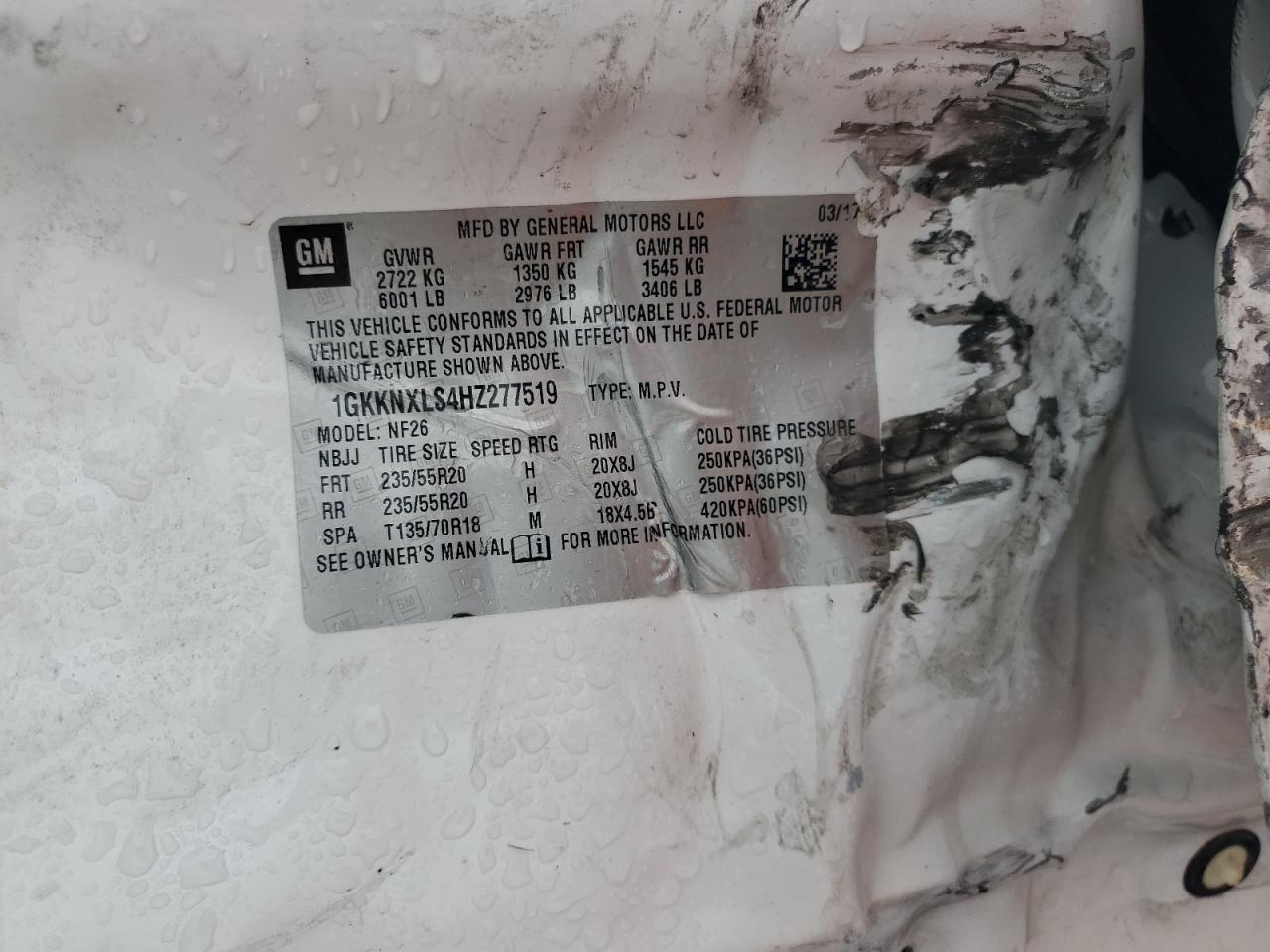 2017 GMC Acadia Denali VIN: 1GKKNXLS4HZ277519 Lot: 84183955