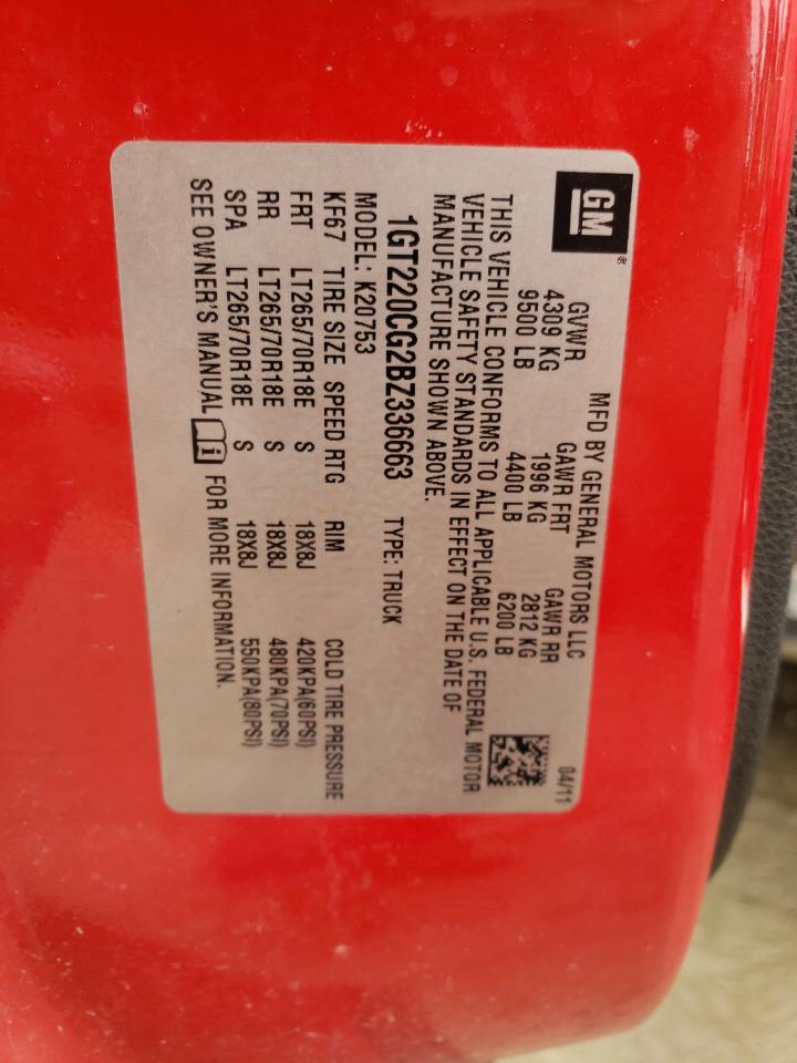 2011 GMC Sierra K2500 Sle VIN: 1GT220CG2BZ336663 Lot: 85666455