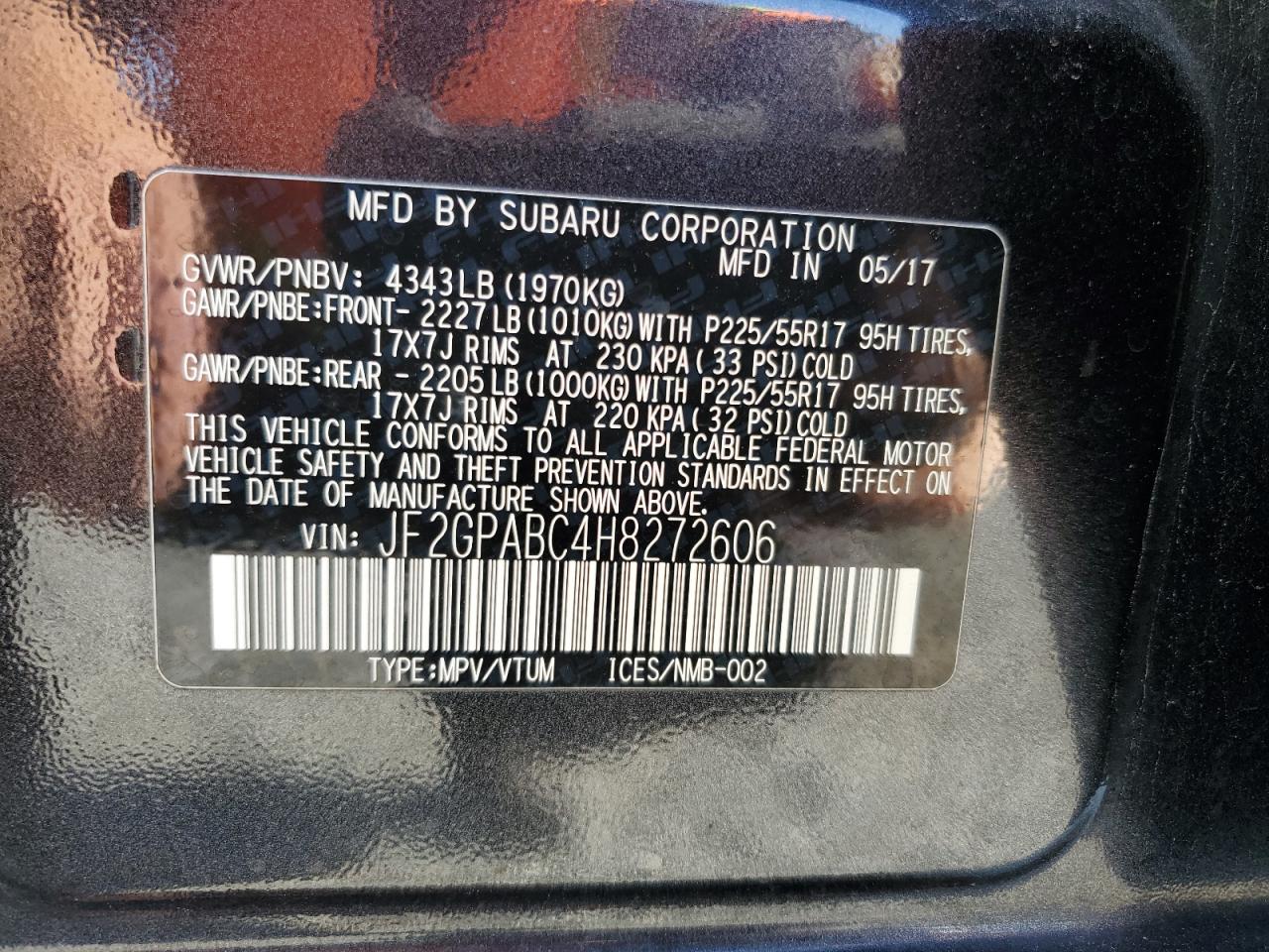 2017 Subaru Crosstrek Premium VIN: JF2GPABC4H8272606 Lot: 84908825