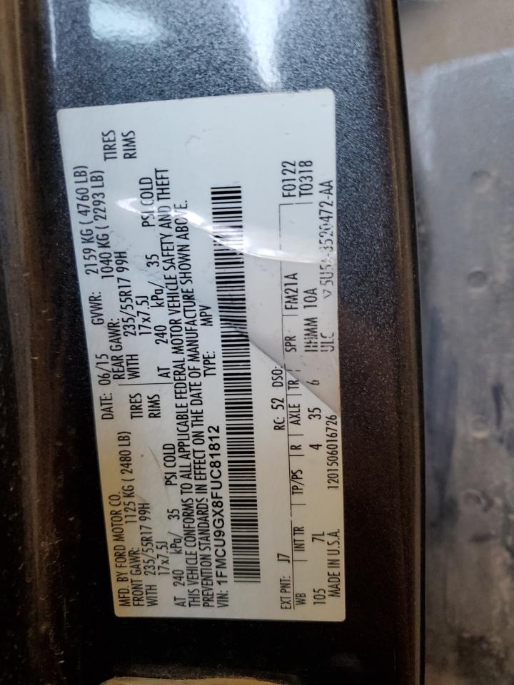 2015 Ford Escape Se VIN: 1FMCU9GX8FUC81812 Lot: 85732745