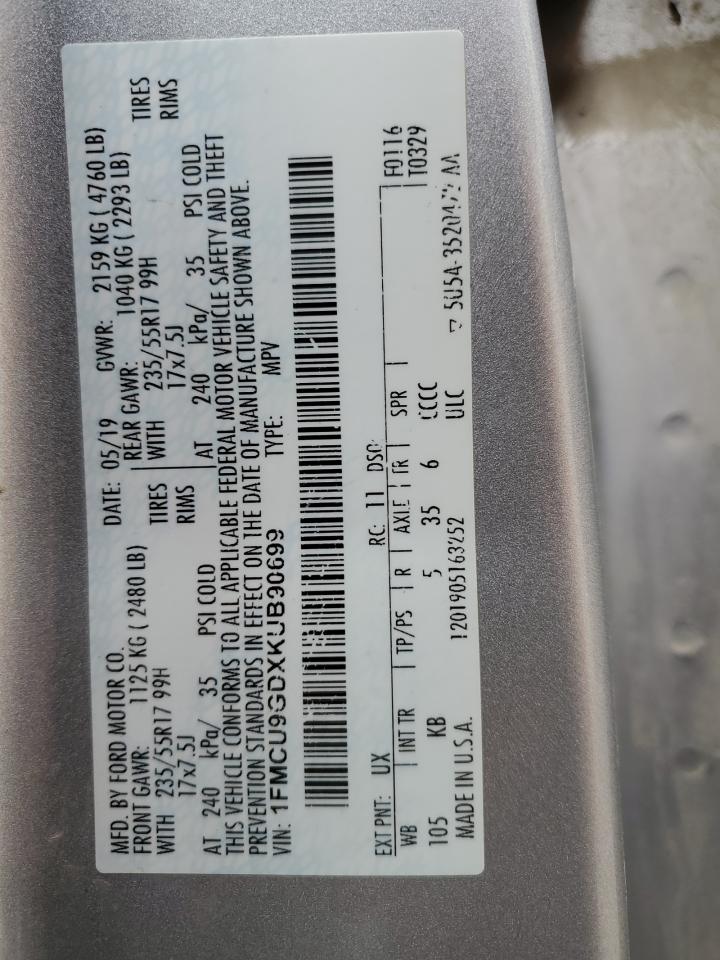 2019 Ford Escape Se VIN: 1FMCU9GDXKUB90699 Lot: 82329515