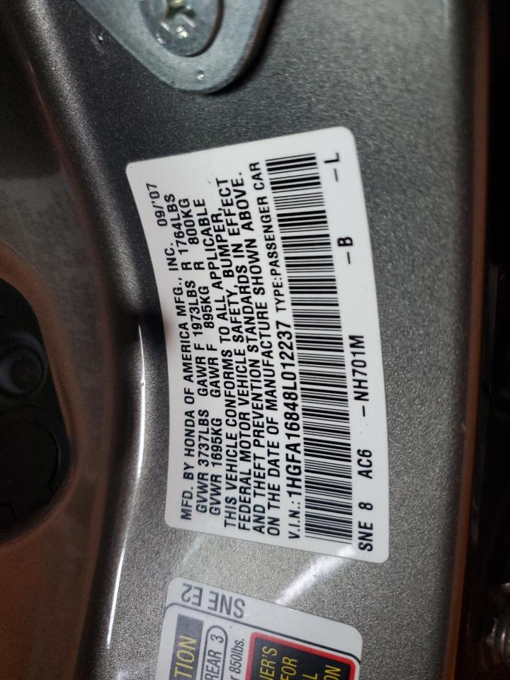 2008 Honda Civic Ex VIN: 1HGFA16848L012237 Lot: 82288165