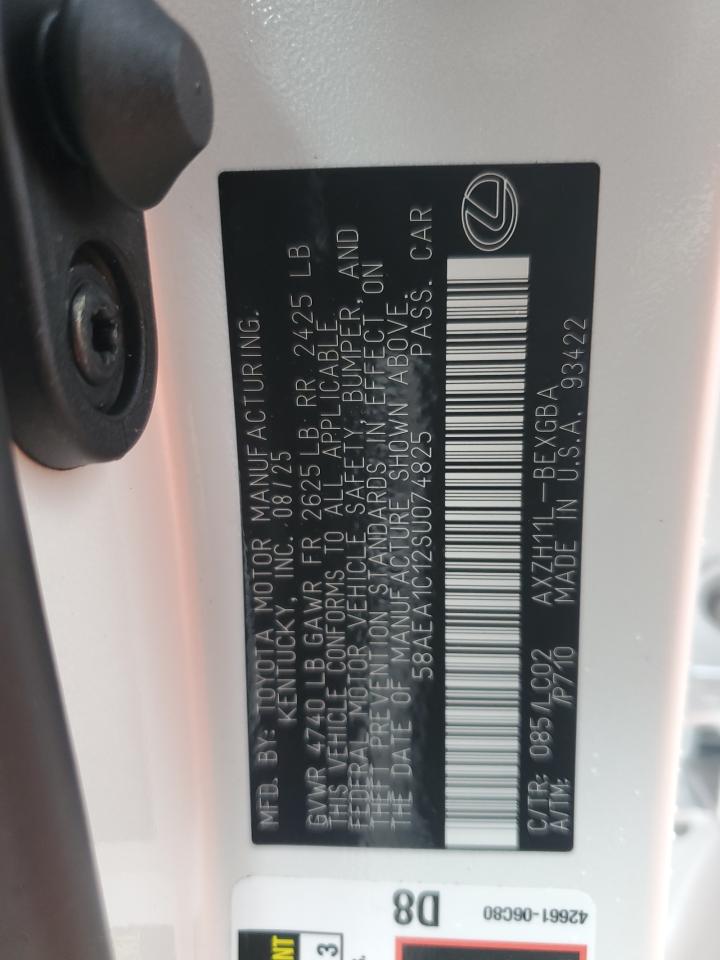 2025 Lexus Es 300H Base VIN: 58AEA1C12SU074825 Lot: 82428905