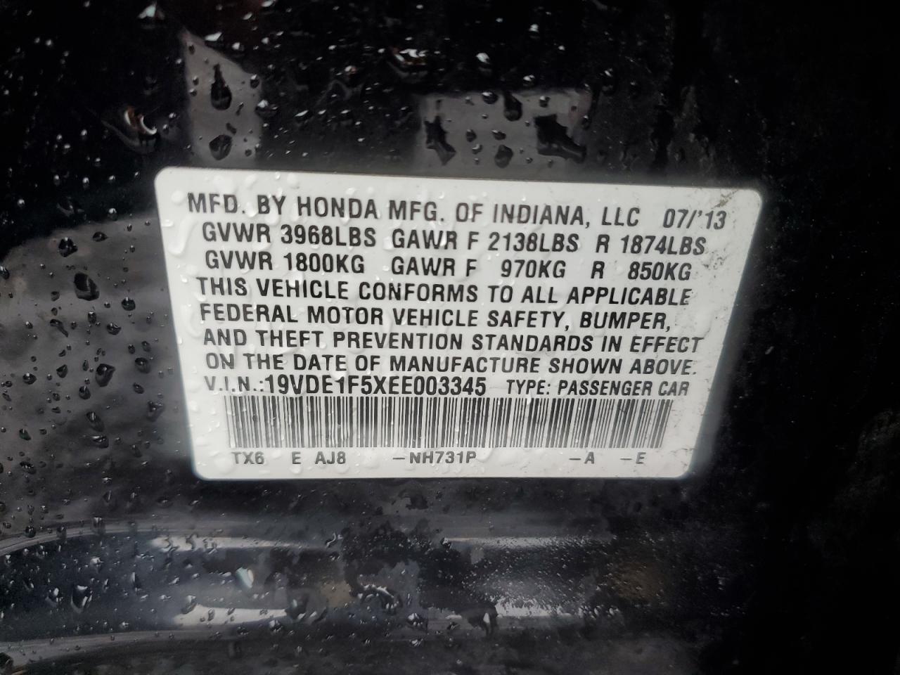 2014 Acura Ilx 20 Premium VIN: 19VDE1F5XEE003345 Lot: 86091965