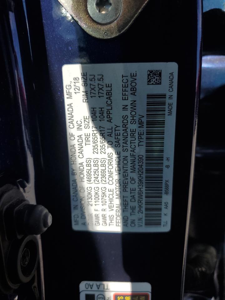 2019 Honda Cr-V Lx VIN: 2HKRW6H39KH204390 Lot: 84835325