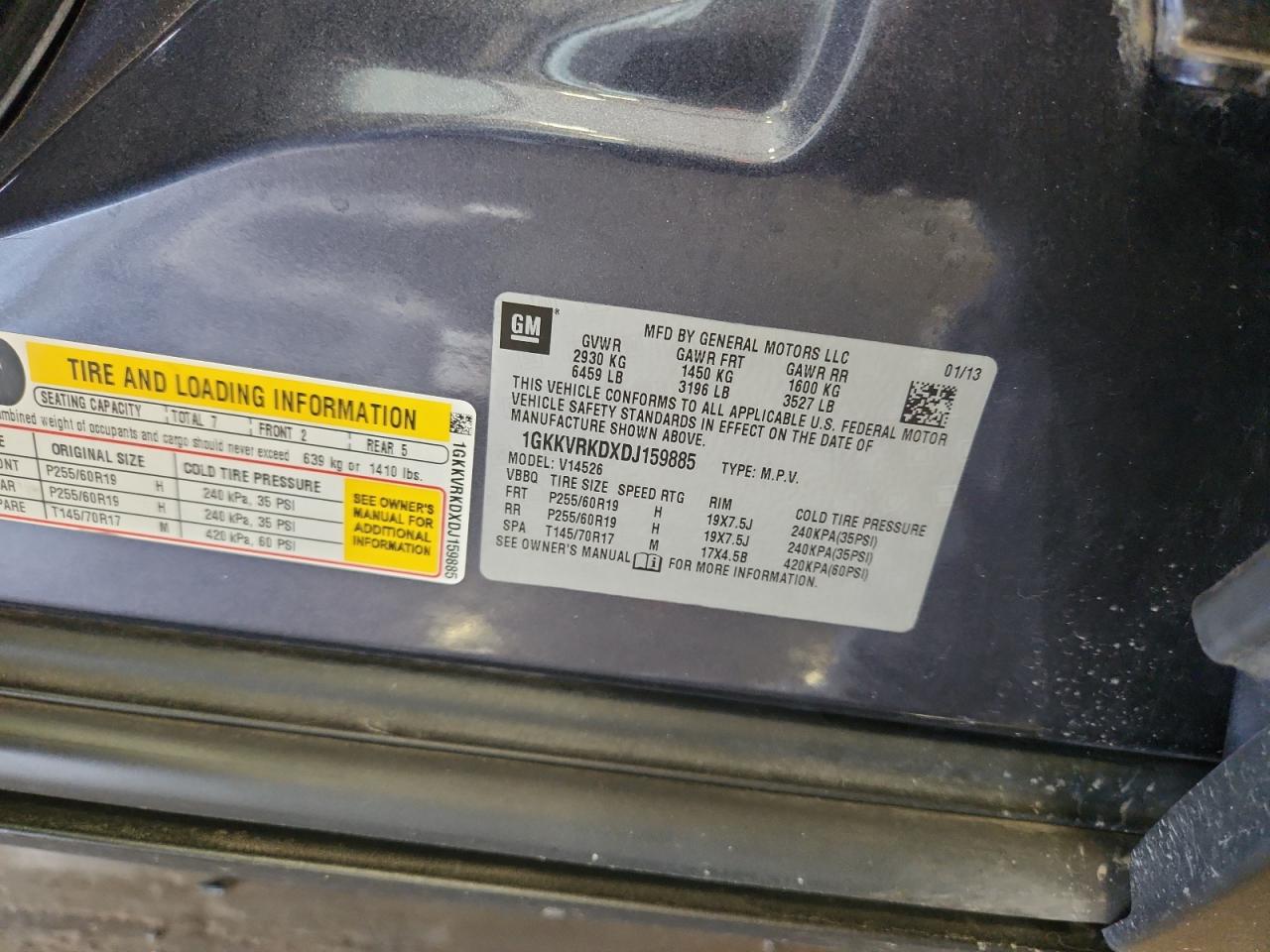 2013 GMC Acadia Slt-1 VIN: 1GKKVRKDXDJ159885 Lot: 90443955