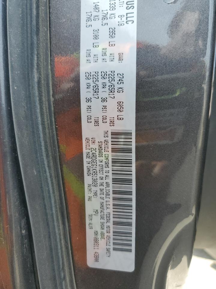 2019 Dodge Grand Caravan Gt VIN: 2C4RDGEG1KR513020 Lot: 85753715