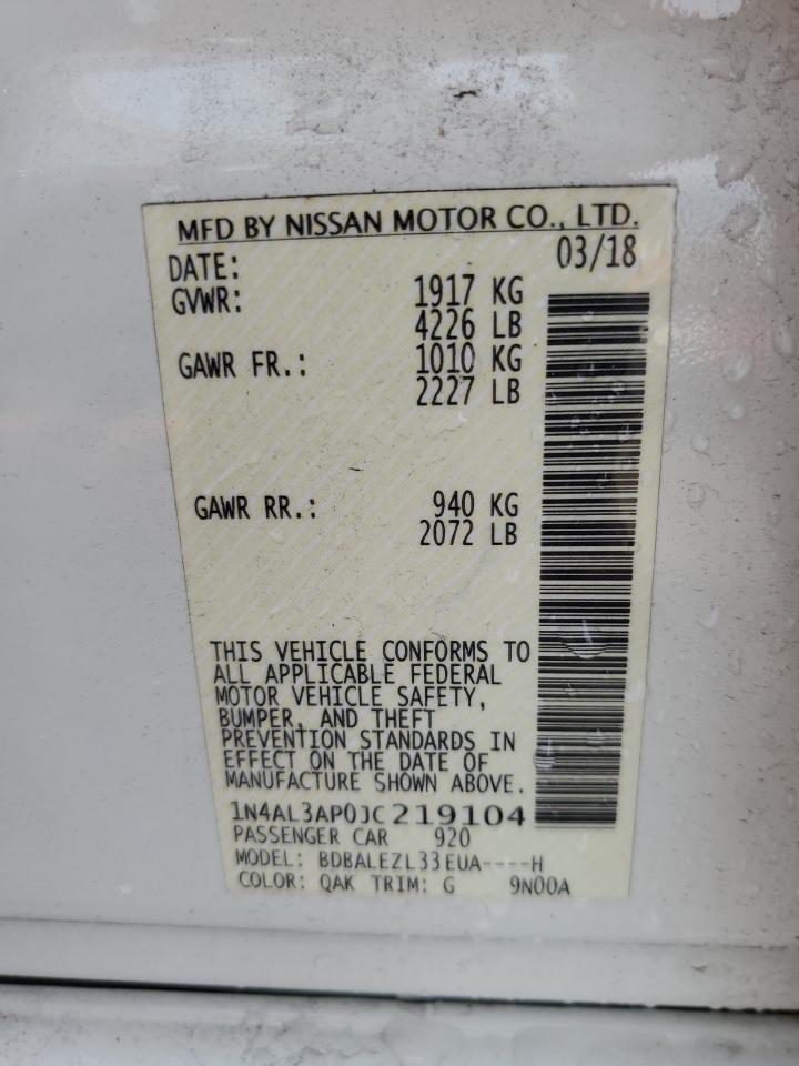 2018 Nissan Altima 2.5 VIN: 1N4AL3AP0JC219104 Lot: 85272555