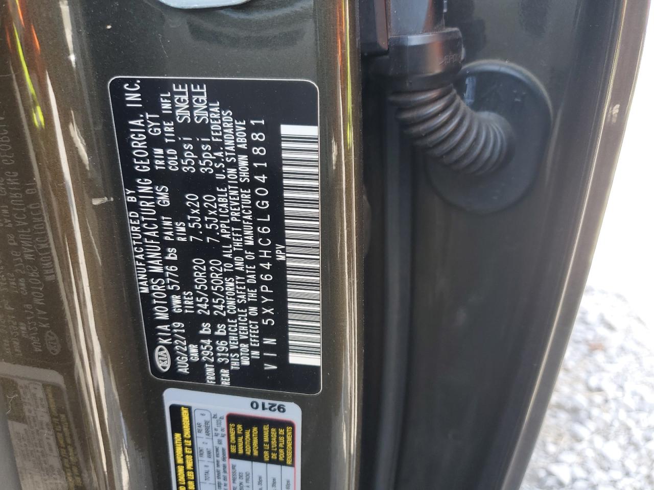 2020 Kia Telluride S VIN: 5XYP64HC6LG041881 Lot: 86549445