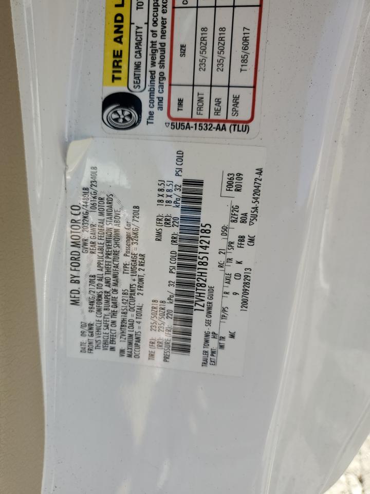 2008 Ford Mustang Gt VIN: 1ZVHT82H185142185 Lot: 90108635