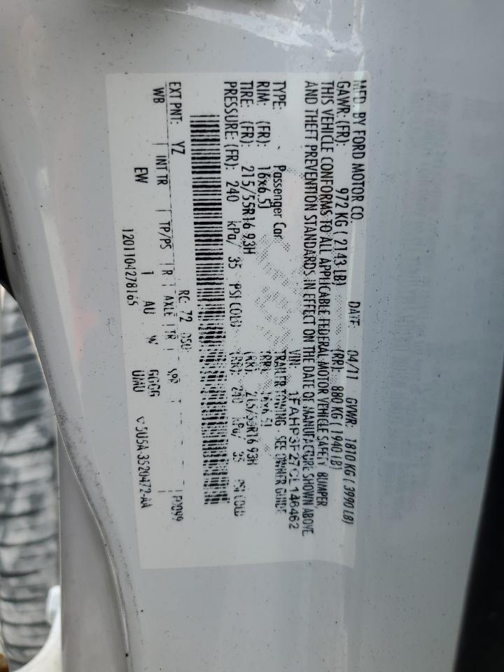 2012 Ford Focus Se VIN: 1FAHP3F27CL146462 Lot: 85838545