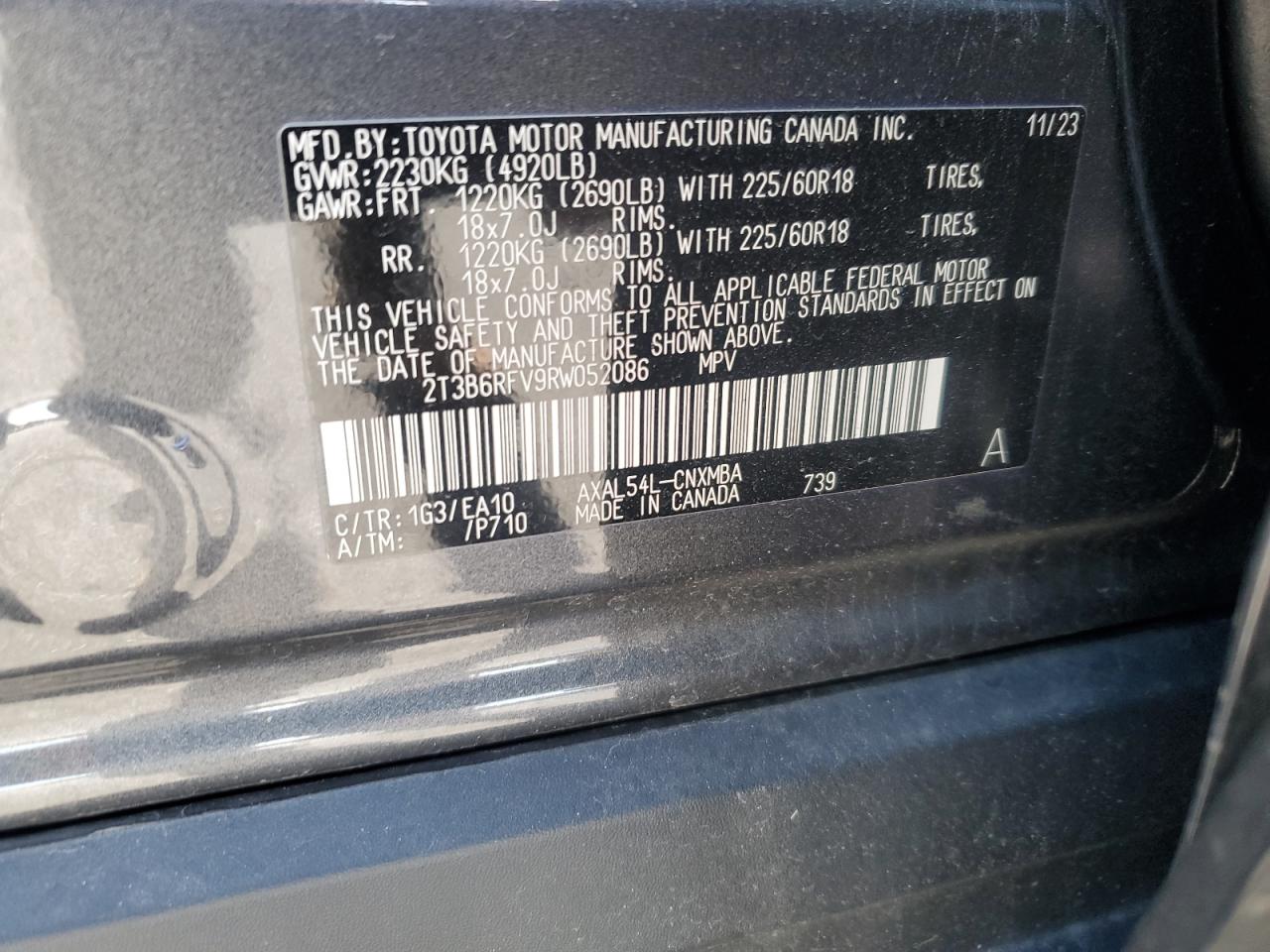 2024 Toyota Rav4 Xle Premium VIN: 2T3B6RFV9RW052086 Lot: 85510095