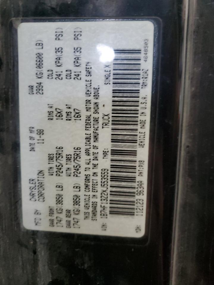 1999 Dodge Ram 1500 VIN: 1B7HF13Z2XJ553559 Lot: 85327335