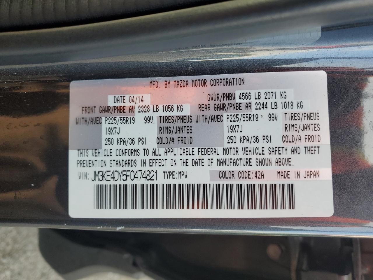2015 Mazda Cx-5 Gt VIN: JM3KE4DY5F0474821 Lot: 85322965